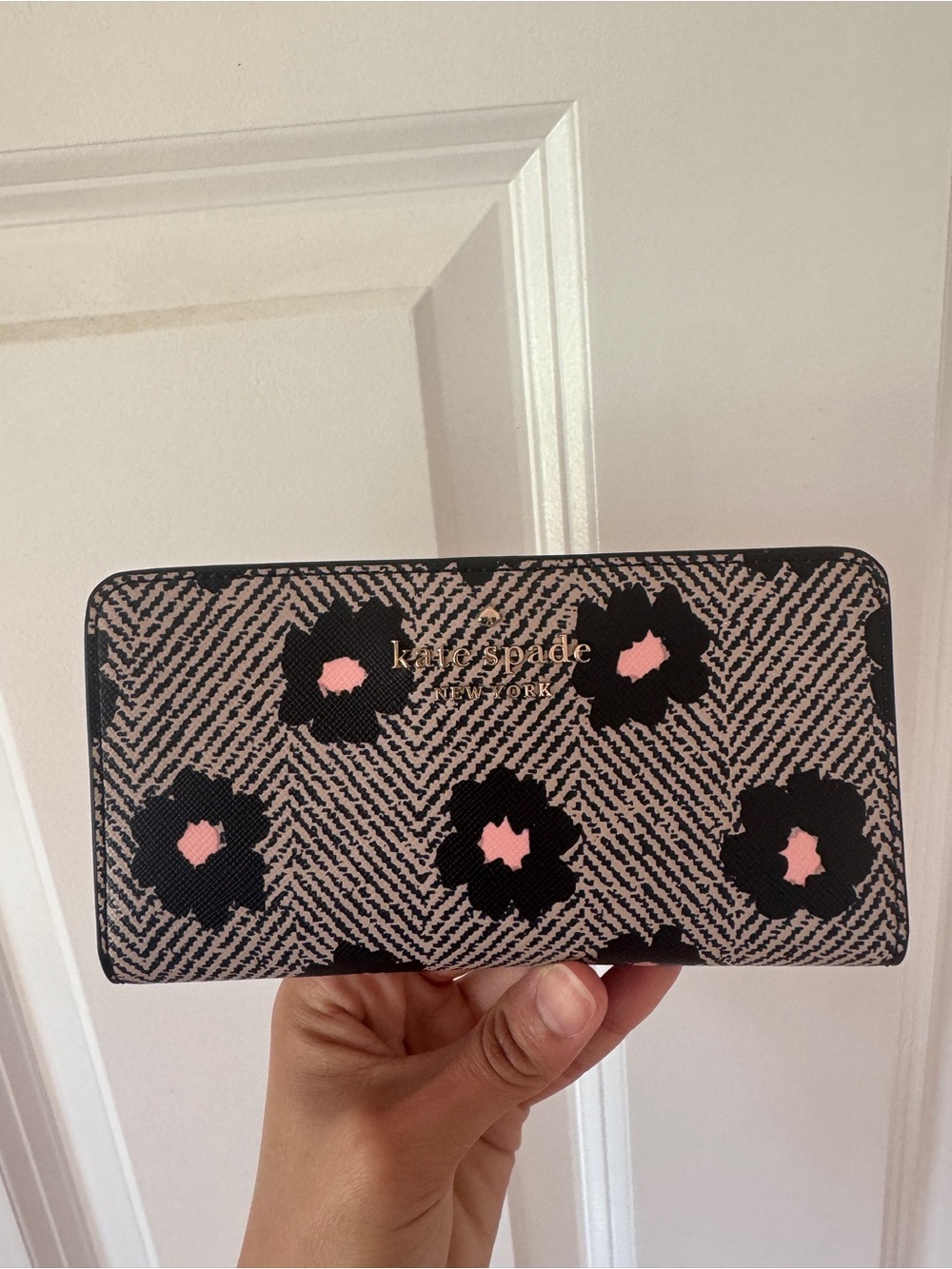 kate spade Black & Pink Floral Zip-Around Wallet